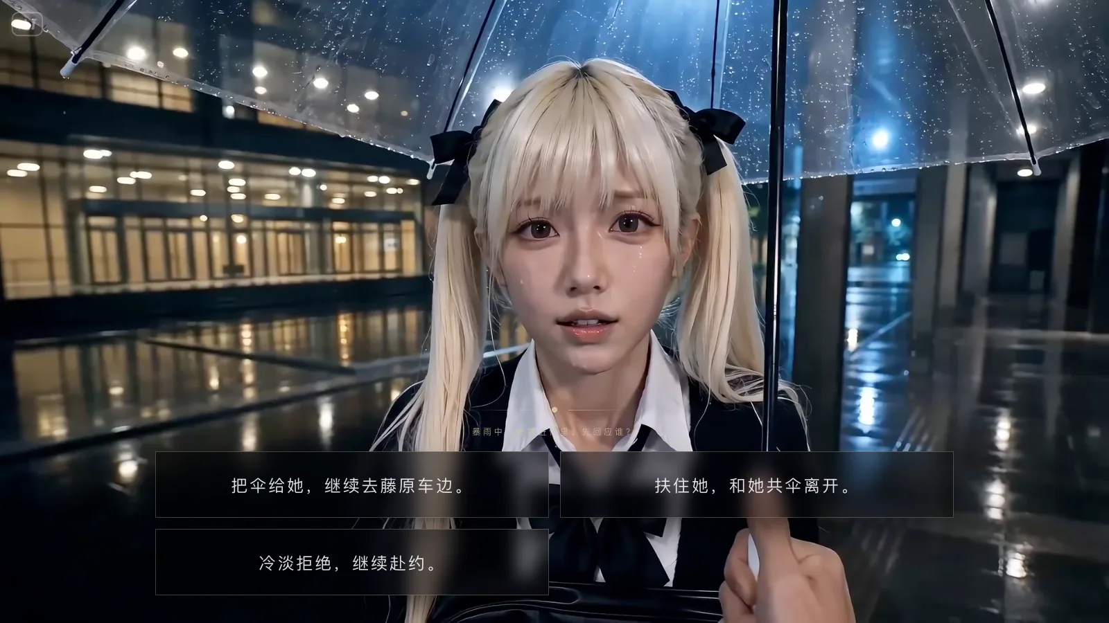 互动游戏：雨夜剧情选择。